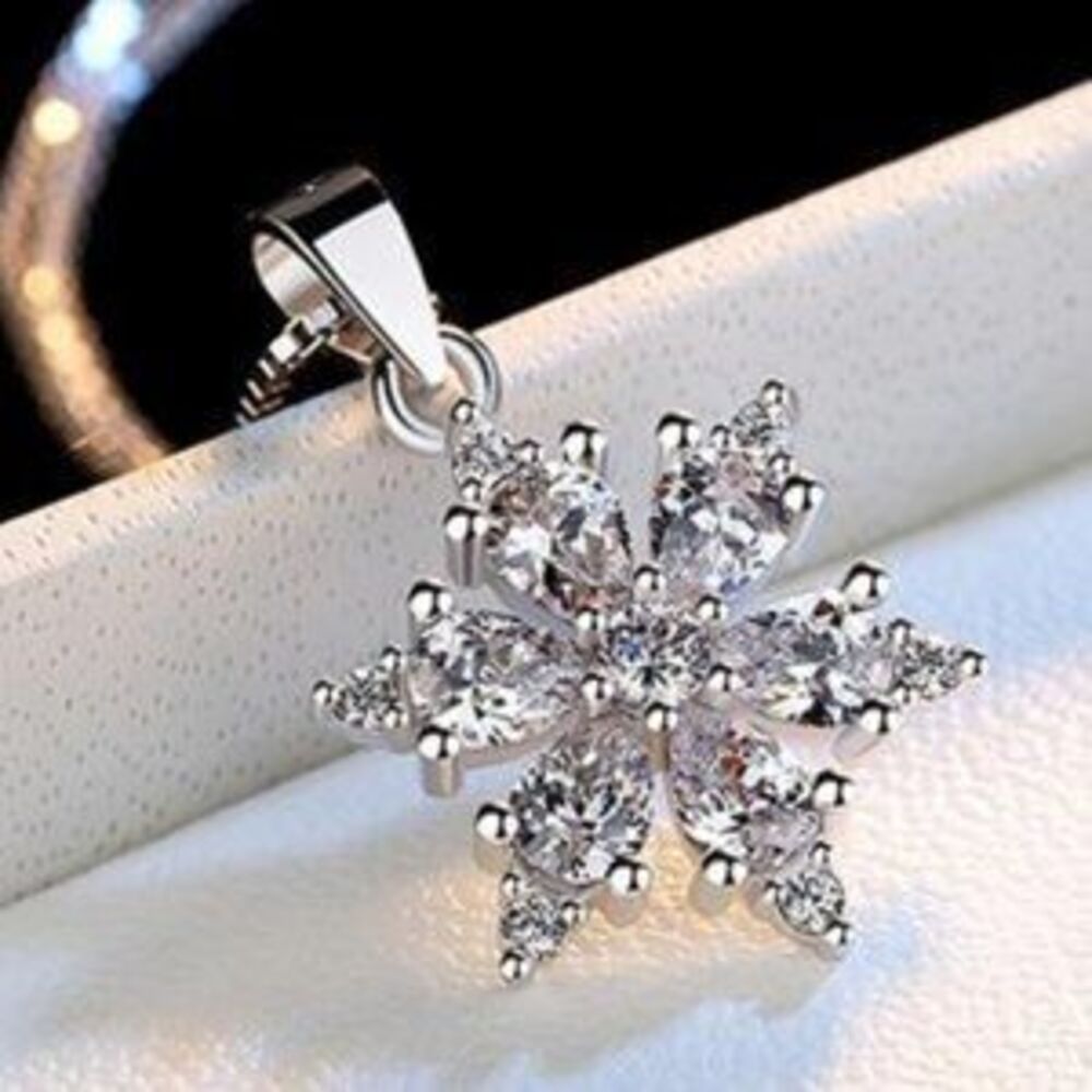 Sterling Silver Diamond Snowflake Necklace